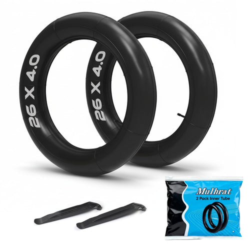 2Pack 20x4.0, 26x4.0 Inch Premium Heavy-Duty Inner Tube with 32mm Schrader Valve Fat Tire Tube– Puncture Resistant Tube for E-Bike, Electric Bicycle,Commuter Bikes & Mountain Bikes with 2 Tire Levers