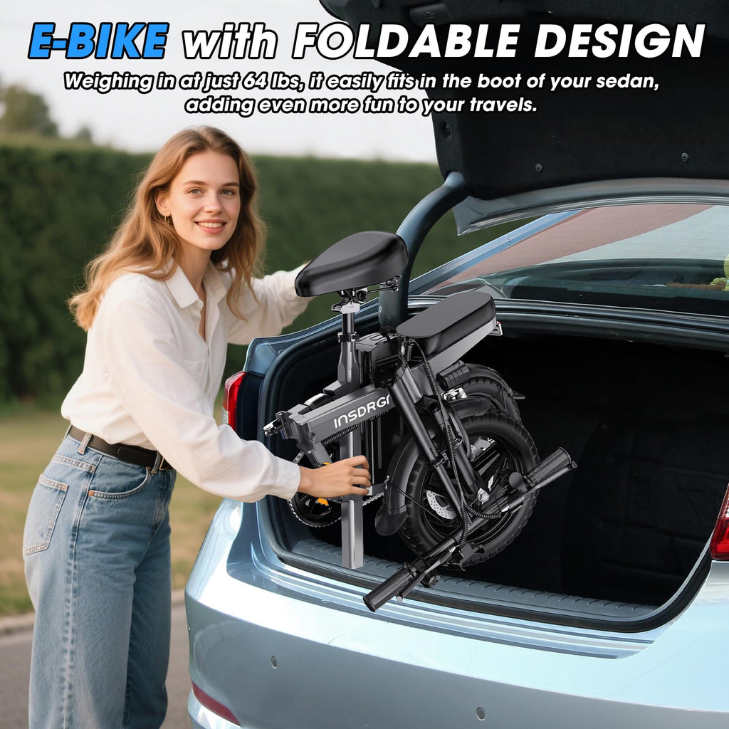 Electric Bike for Adults and Teens,14" Folding Adult E Bike with 650W Peak Motor,20MPH,28Miles Range,Advanced 9-Point Suspension & Dual Disc Brake,Removable Battery,UL 2849 Certified