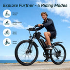 HOVERFLY OUREA 26" Electric Bike for Adults, 750W Peak Motor Mountain Ebike, 20MPH Up to 40 Miles, UL2849 Certified, 7-Speed, Removable Battery, Shock Absorber, Fat Tire Commuter E-Bike