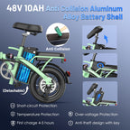 Foldable Electric Bike for Adults and Teens with 750W Peak Motor, Commuter E-Bike with 20 MPH and 30-35 Miles PAS Range, 14" Mini Folding Ebike with 48V Removable Battery, City Electric Bicycle