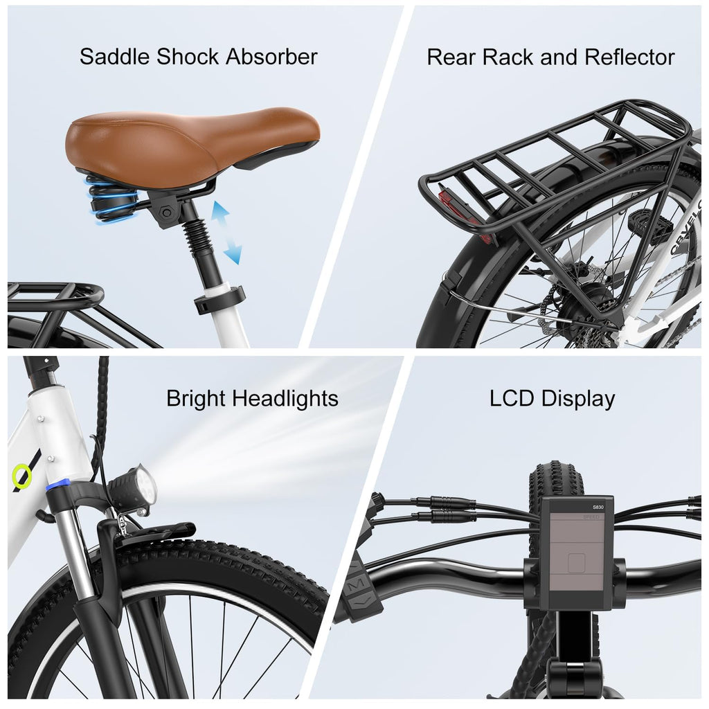 1000 Peak Electric Bike for Adults,up 80 Miles Removable Battery Ebike, 26" Electric E Bike with 7-Speed,Adult Electric Bicycles for Commute Beach Snow Womens/Man All Terrain