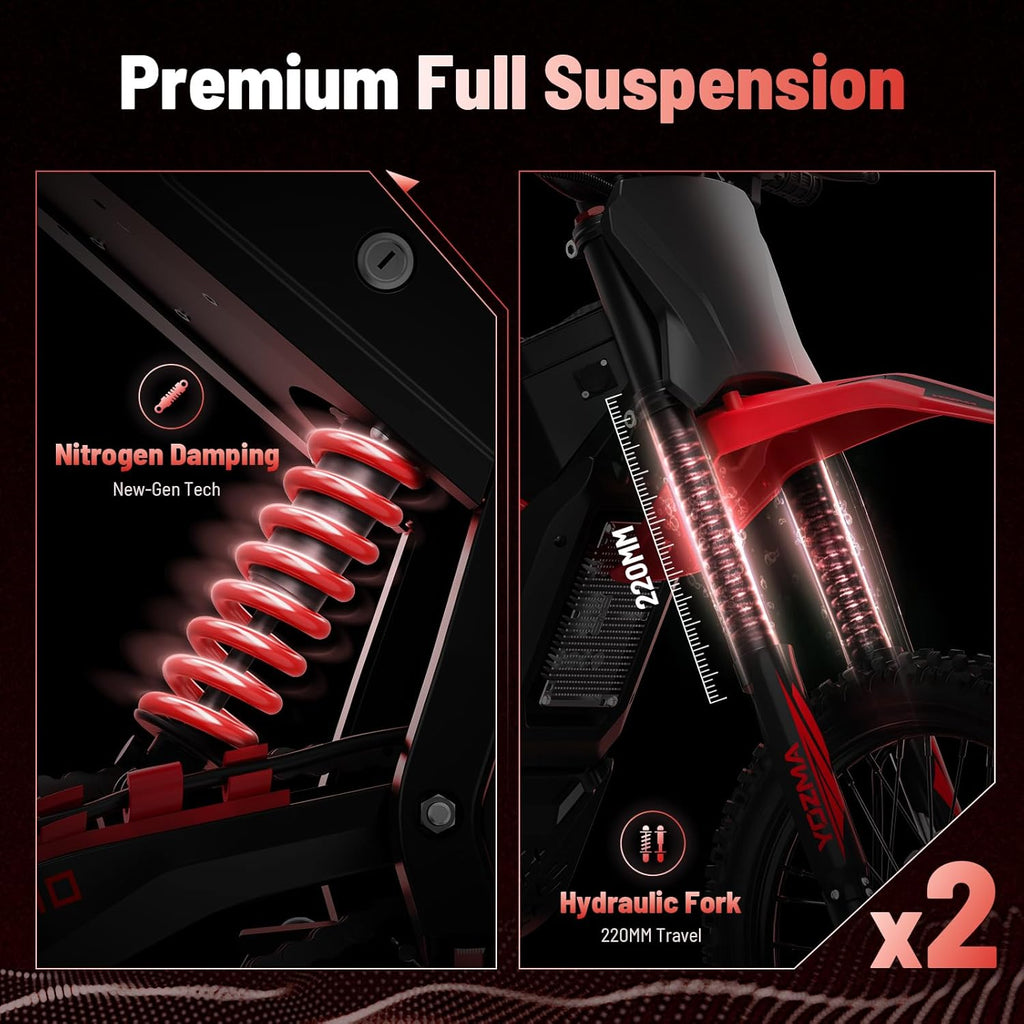 IN10 Electric Dirt Bike, 2600W 40MPH Electric-Motorcycle with 48V/23AH Battery Ebike, Full Hydraulic Brakes and Suspensions Mountain Off-Road E Dirt Bike, for Teens & Adults