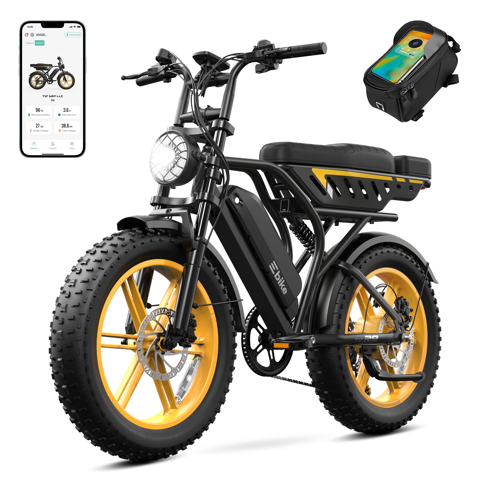 Electric Bike for Adults, 1500W Peak Ebike, 48V 15AH Waterproof Removable Battery, 7 Speed, 30 MPH Max, 20" Electric Off-Road Bike, UL 2849 Certification