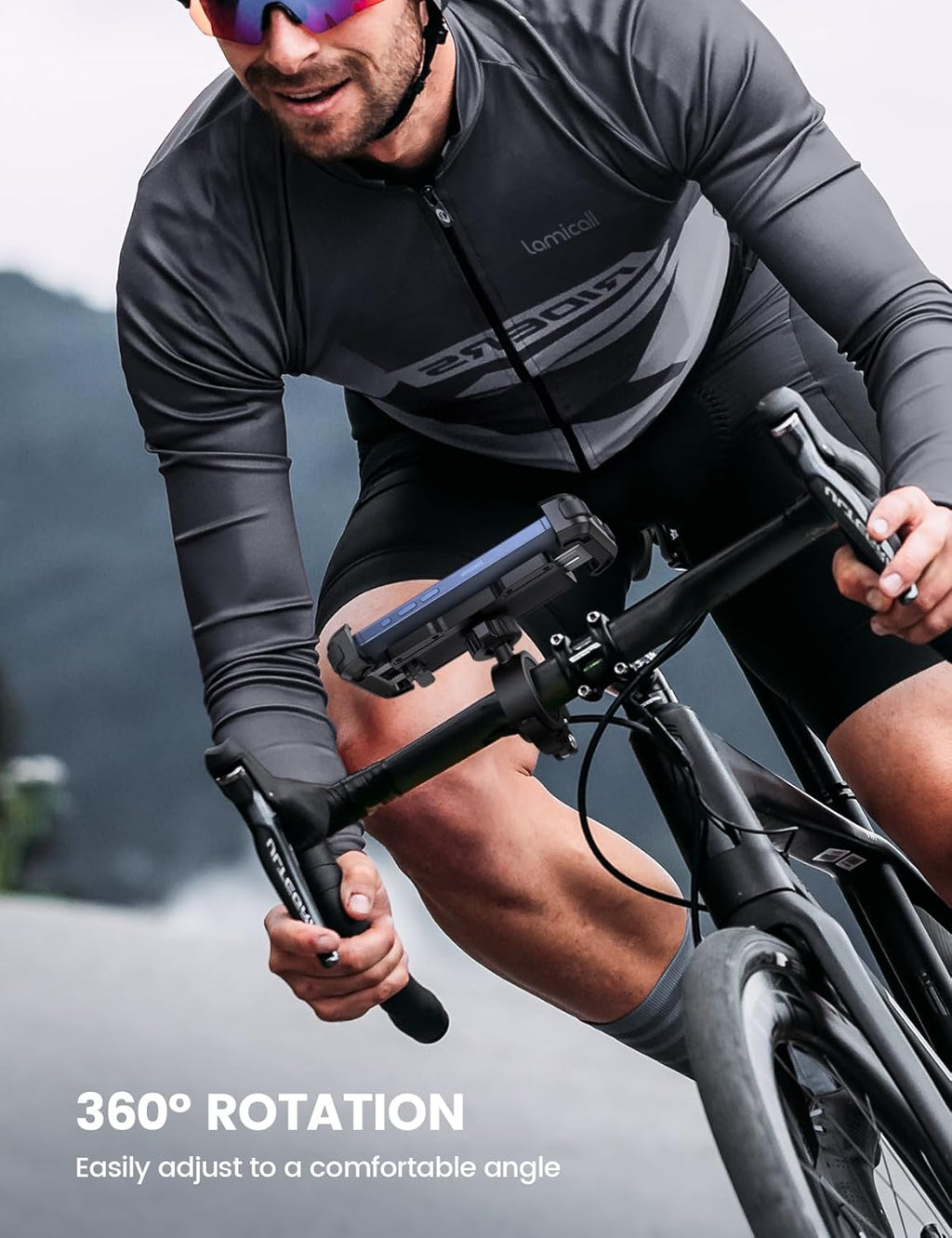 Lamicall Bike Phone Mount Holder - Motorcycle Phone Mount, Adjustable Cell Phone Holder Gifts, E-Bike Bicycle Scooter Handlebar Cradle Clip for iPhone Air 17 Pro Max, 16 15 Plus, 14, 4.7-6.8" Phone