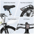 1000 Peak Electric Bike for Adults,up 80 Miles Removable Battery Ebike, 26" Electric E Bike with 7-Speed,Adult Electric Bicycles for Commute Beach Snow Womens/Man All Terrain