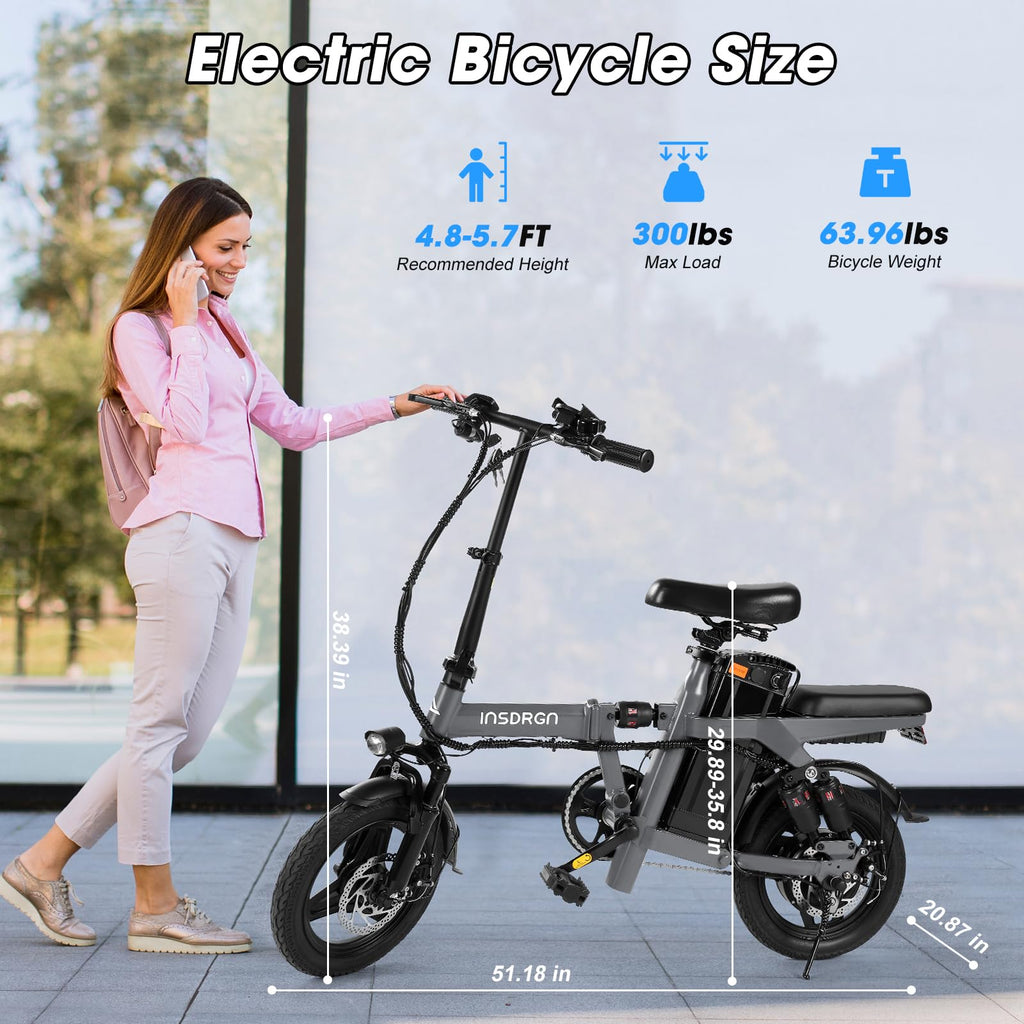 Electric Bike for Adults and Teens,14" Folding Adult E Bike with 650W Peak Motor,20MPH,28Miles Range,Advanced 9-Point Suspension & Dual Disc Brake,Removable Battery,UL 2849 Certified
