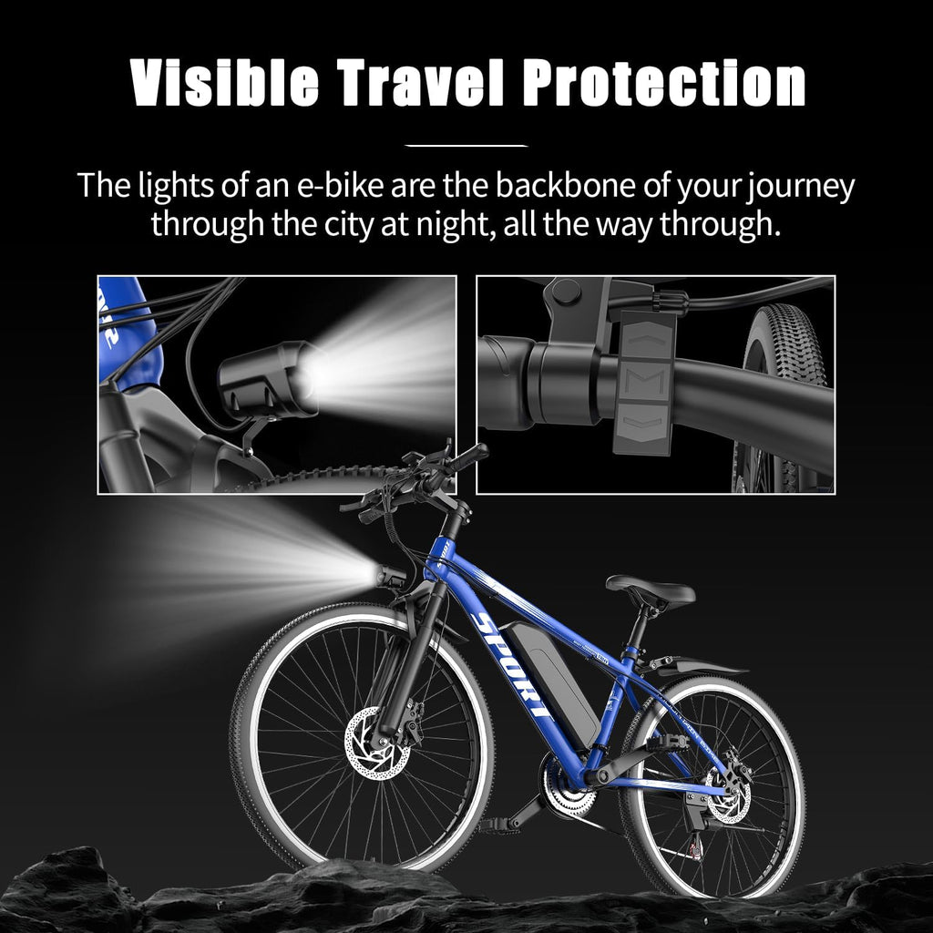 Electric Bike for Adults, 1500W Peak Mountain Ebike with 25 MPH, 65 Miles Range, 7 Speeds, 48V 10Ah Removable Battery 26" Ebike for Commute