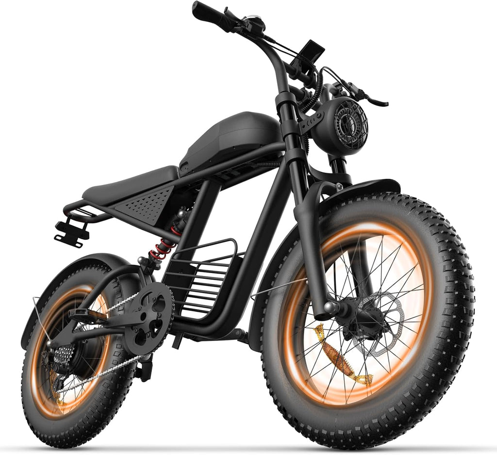 1000W Electric Bike for Adults, 30MPH Max Speed & 50+ Mile Range, 20" x 4.0 Fat Tire Electric Bicycle, Removable 48V 15.6AH Battery, 7-Speed Gear System, LED Display, for Commuting & Off-Road