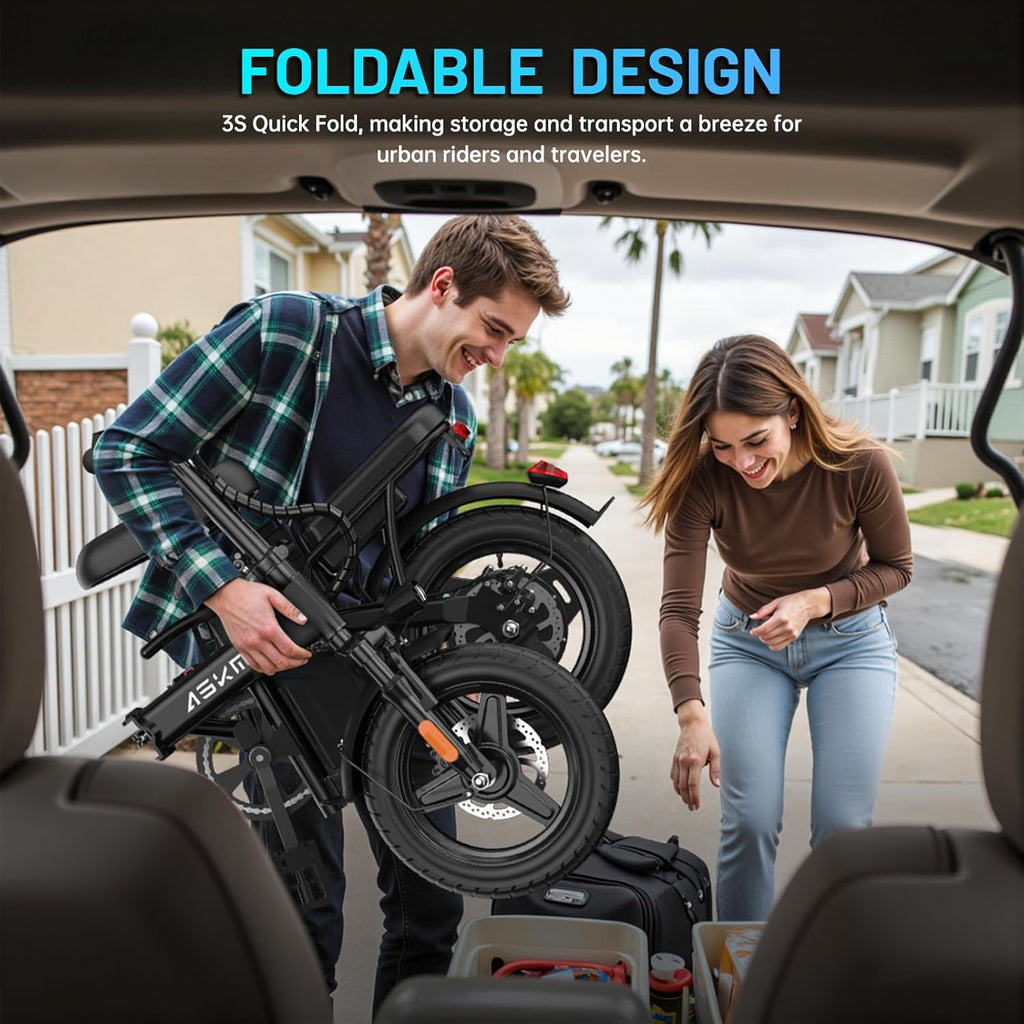 Folding Electric Bike for Adults with 750W Peak Motor, 14" Commuter Mini E-Bike with 35 Miles PAS Range, Foldable Electric Bicycle with 48V Removable Battery