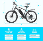 HOVERFLY OUREA 26" Electric Bike for Adults, 750W Peak Motor Mountain Ebike, 20MPH Up to 40 Miles, UL2849 Certified, 7-Speed, Removable Battery, Shock Absorber, Fat Tire Commuter E-Bike