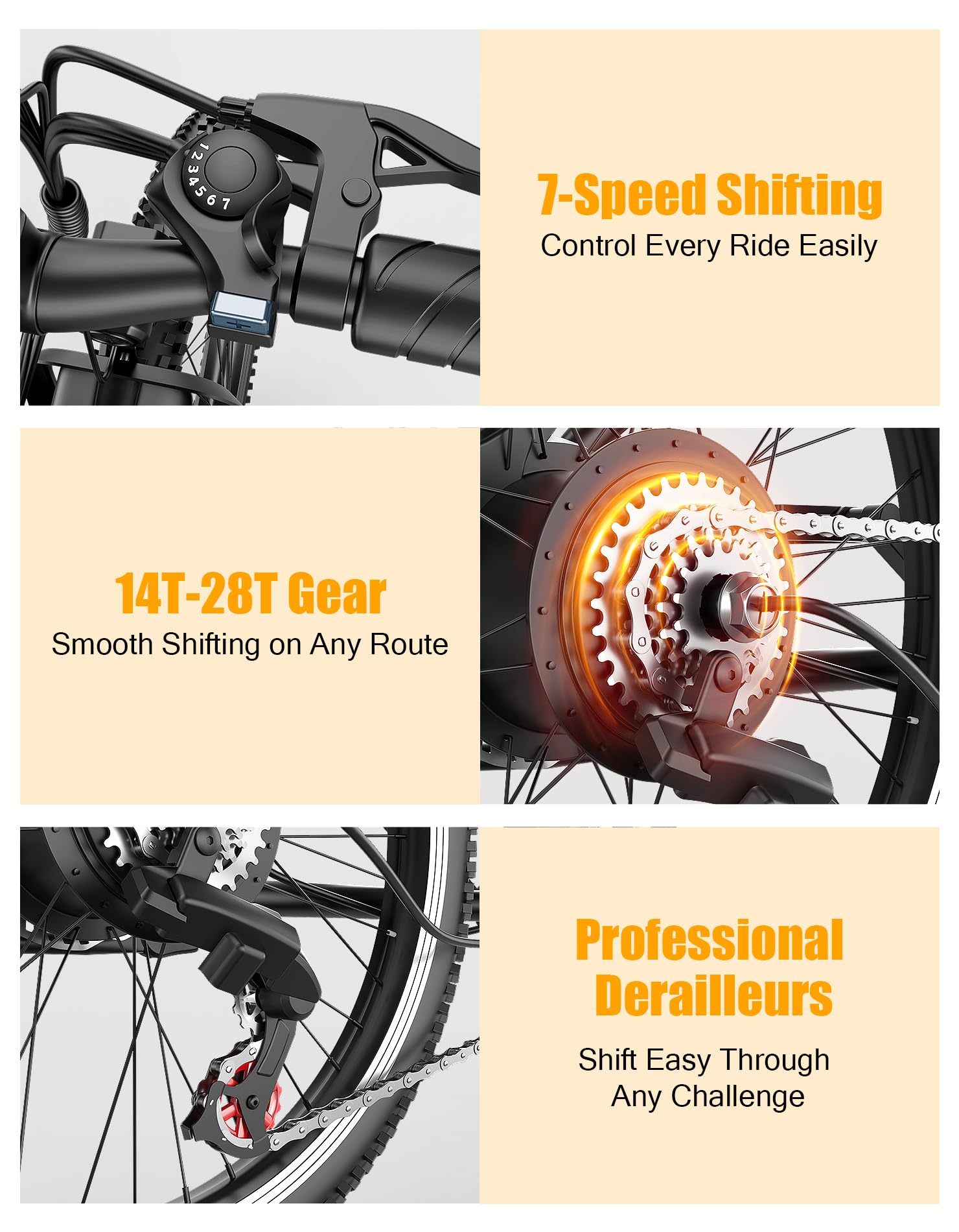 Electric Bike for Adults, 26" City Ebike with 1500W Peak, Up to 25MPH, 65 Miles Range, 7-Speed Adult Electric Bicycles, 48V Internal Removable Battery 26" Tires E-bike for Commute, Adjustable Seat