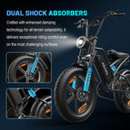 Electric Mountain Bike for Adults, 1500W Peak Motor Ebike, 28 MPH and 60 Miles PAS Range, 20 Inch Fat Tire Dirt E Bike for All-Terrain, 7 Speed, Electric Bicycles with 48V 15Ah Removable Battery