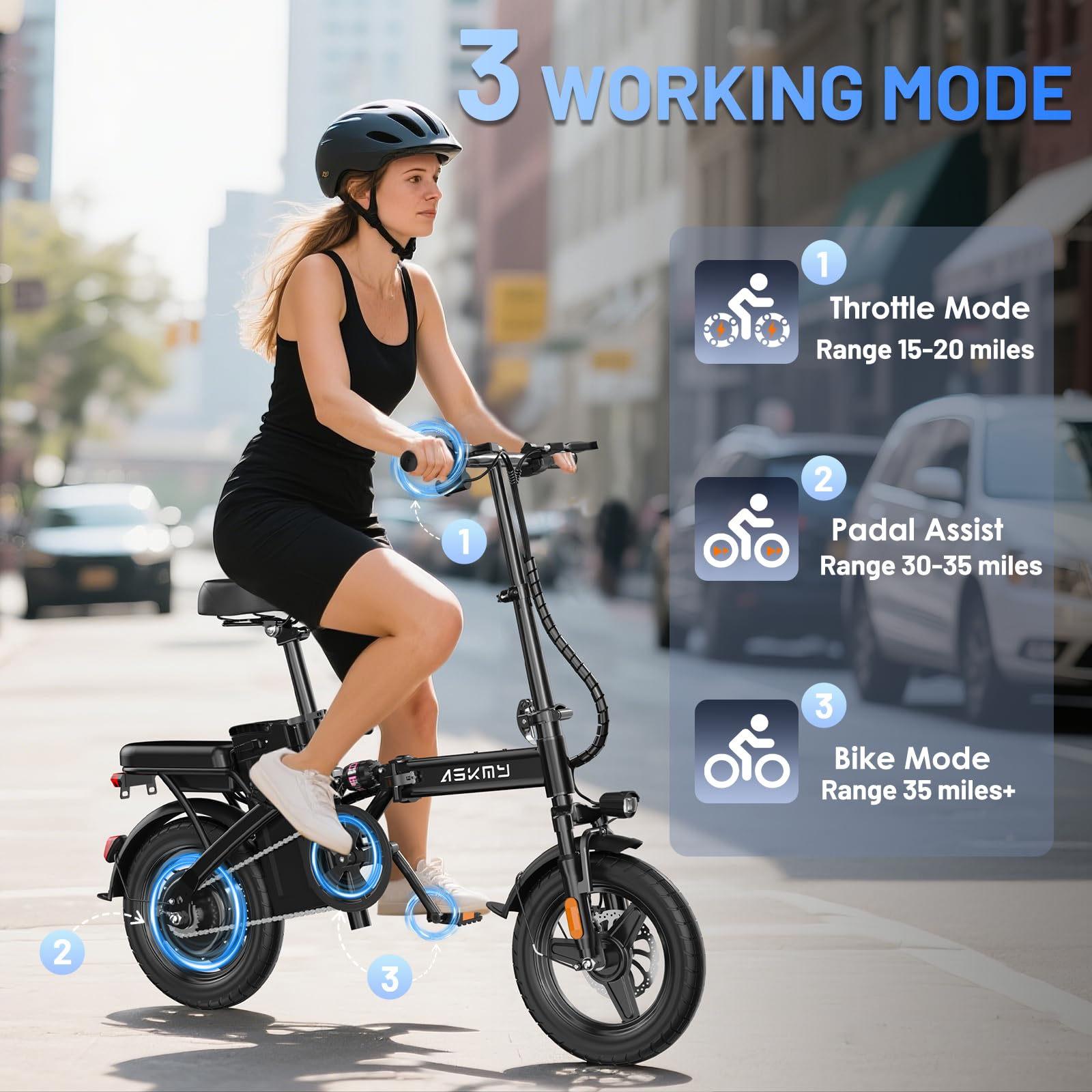 Foldable Electric Bike for Adults and Teens with 750W Peak Motor, Commuter E-Bike with 20 MPH and 30-35 Miles PAS Range, 14" Mini Folding Ebike with 48V Removable Battery, City Electric Bicycle
