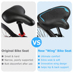 Oversized Bike Seat for Men & Women Comfort, Extra Wide Bicycle Seat Cushion, Comfortable Wing Padded, Large Replacement Saddle for Peloton, Stationary Exercise Bike, Ebike, Cruiser, City Bike