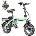 Foldable Electric Bike for Adults and Teens with 750W Peak Motor, Commuter E-Bike with 20 MPH and 30-35 Miles PAS Range, 14" Mini Folding Ebike with 48V Removable Battery, City Electric Bicycle