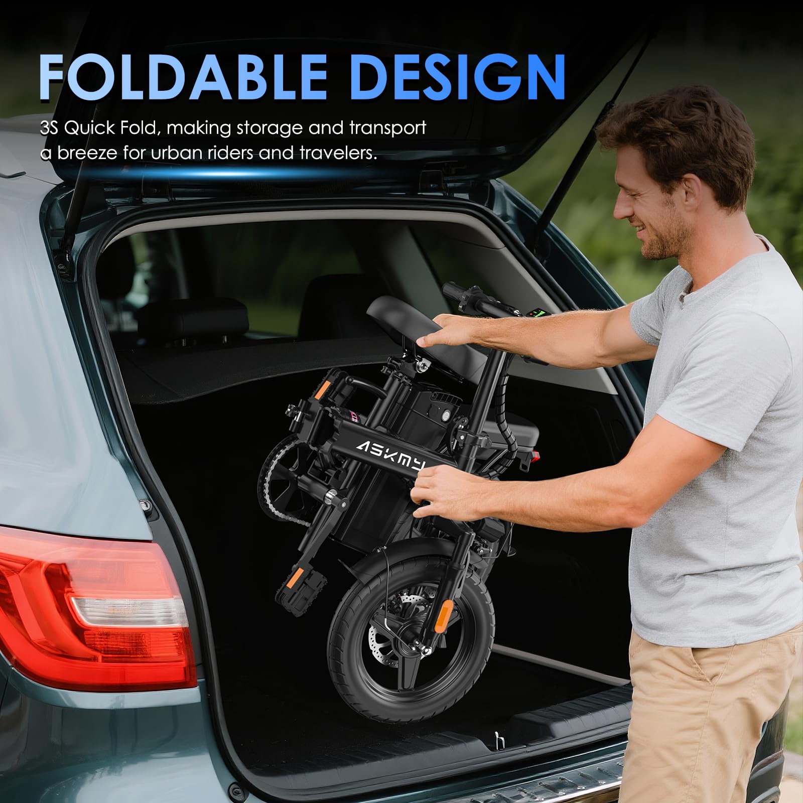 Foldable Electric Bike for Adults and Teens with 750W Peak Motor, Commuter E-Bike with 20 MPH and 30-35 Miles PAS Range, 14" Mini Folding Ebike with 48V Removable Battery, City Electric Bicycle