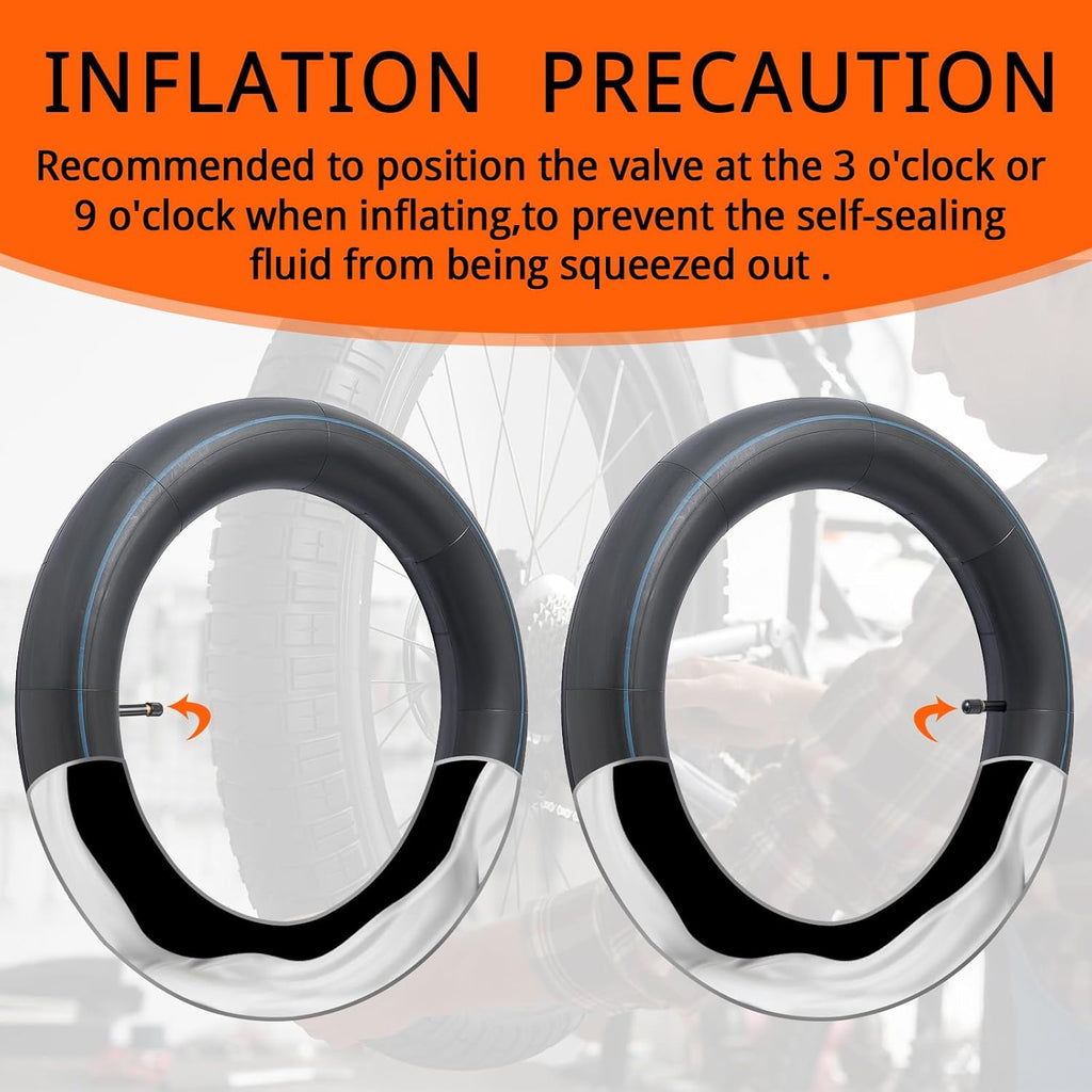 2-PCS 26" Self Sealing E-Bike Tubes 26 x 4.0 26x4.50 AV32mm Schrader Valve Super Automatic Repair, Self-Sealing, Puncture Resistant Compatible with 26x4.0/4.5 Fat Bike Bicycle Tire Tubes