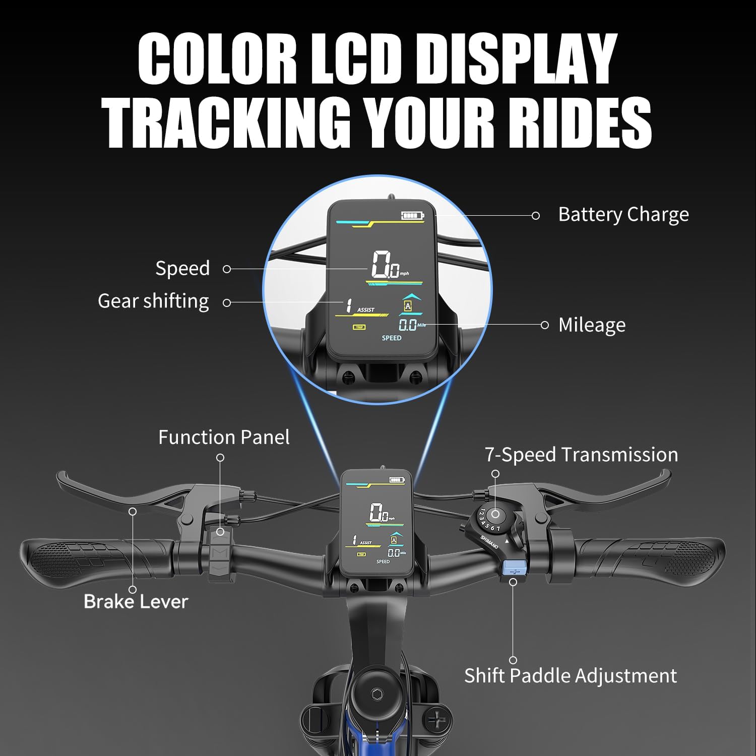 Electric Bike for Adults, 1500W Peak Mountain Ebike with 25 MPH, 65 Miles Range, 7 Speeds, 48V 10Ah Removable Battery 26" Ebike for Commute
