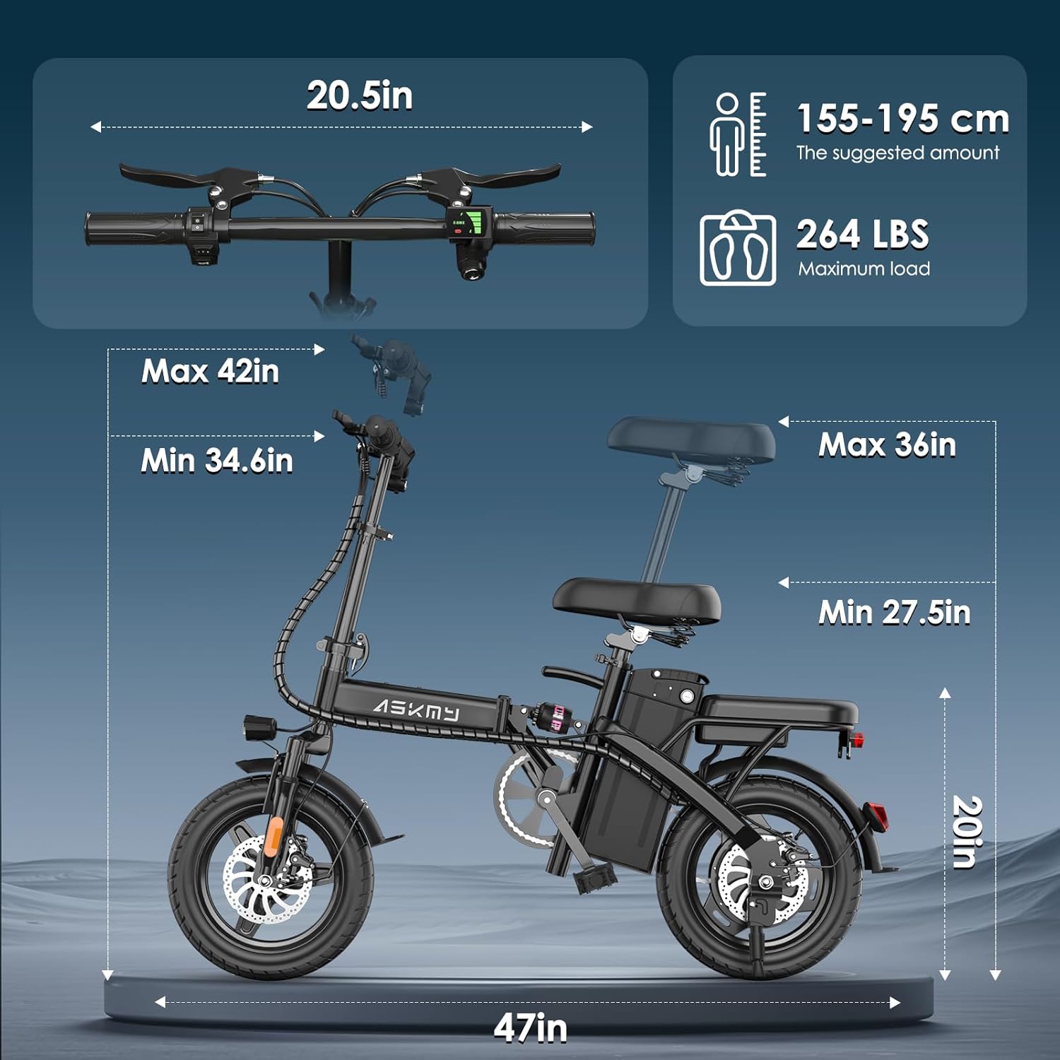 Folding Electric Bike for Adults with 750W Peak Motor, 14" Commuter Mini E-Bike with 35 Miles PAS Range, Foldable Electric Bicycle with 48V Removable Battery