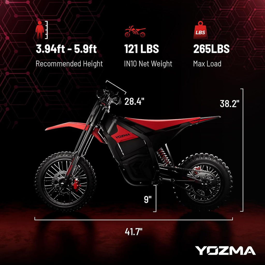 IN10 Electric Dirt Bike, 2600W 40MPH Electric-Motorcycle with 48V/23AH Battery Ebike, Full Hydraulic Brakes and Suspensions Mountain Off-Road E Dirt Bike, for Teens & Adults