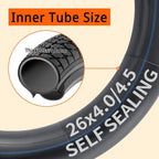 2-PCS 26" Self Sealing E-Bike Tubes 26 x 4.0 26x4.50 AV32mm Schrader Valve Super Automatic Repair, Self-Sealing, Puncture Resistant Compatible with 26x4.0/4.5 Fat Bike Bicycle Tire Tubes