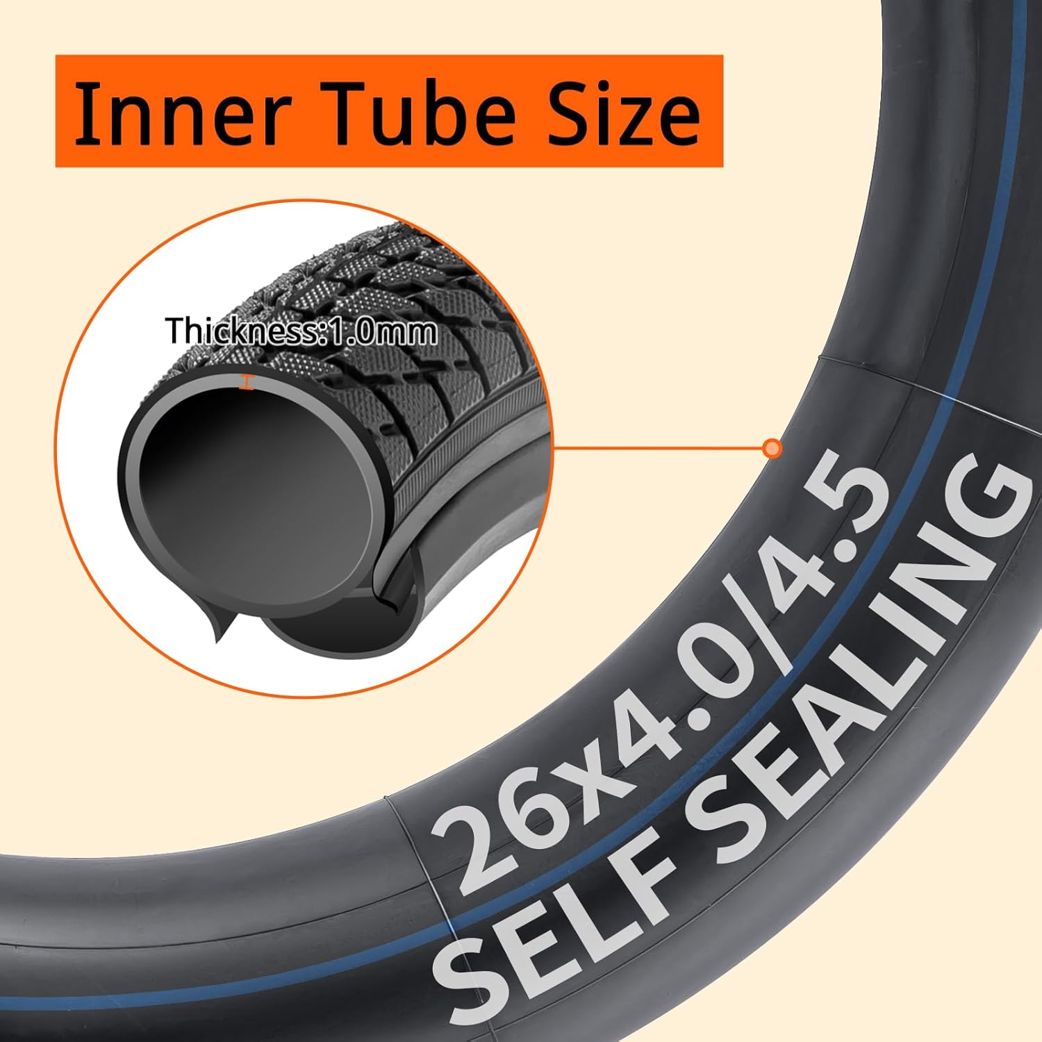2-PCS 26" Self Sealing E-Bike Tubes 26 x 4.0 26x4.50 AV32mm Schrader Valve Super Automatic Repair, Self-Sealing, Puncture Resistant Compatible with 26x4.0/4.5 Fat Bike Bicycle Tire Tubes
