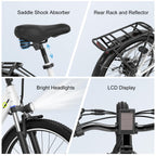 1000 Peak Electric Bike for Adults,up 80 Miles Removable Battery Ebike, 26" Electric E Bike with 7-Speed,Adult Electric Bicycles for Commute Beach Snow Womens/Man All Terrain