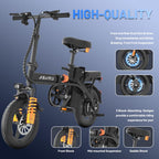 Foldable Electric Bike for Adults and Teens with 750W Peak Motor, Commuter E-Bike with 20 MPH and 30-35 Miles PAS Range, 14" Mini Folding Ebike with 48V Removable Battery, City Electric Bicycle