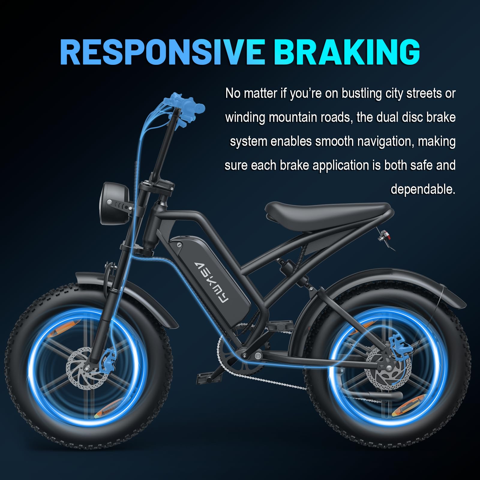 Electric Mountain Bike for Adults, 1500W Peak Motor Ebike, 28 MPH and 60 Miles PAS Range, 20 Inch Fat Tire Dirt E Bike for All-Terrain, 7 Speed, Electric Bicycles with 48V 15Ah Removable Battery