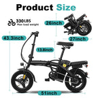 Electric Bike for Adults Teens, Commuter City Ebike with 560W-1200W Motor and 48V Removable Battery, 24MPH-28MPH,14"-20" Electric Bicycle with UL 2849 Certified