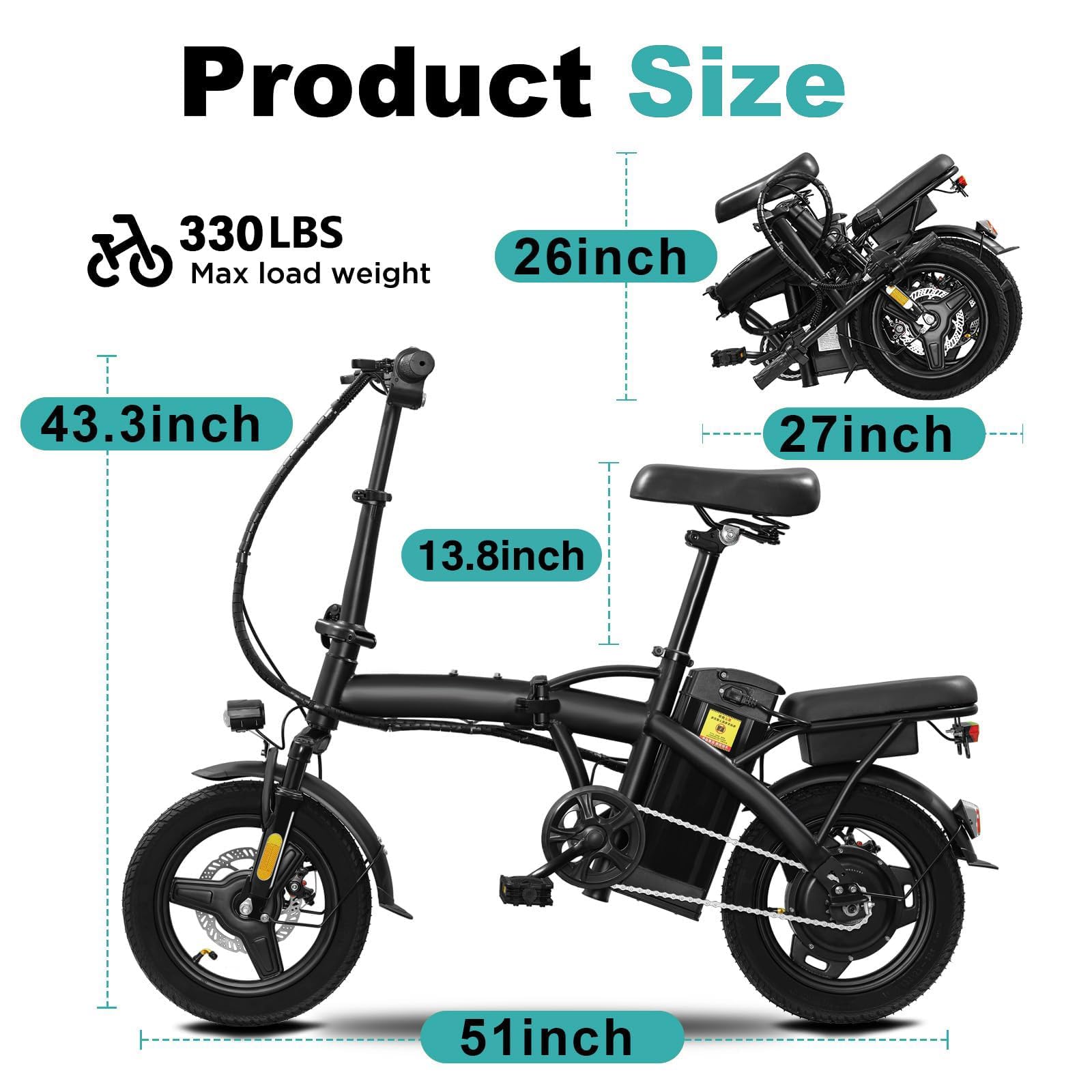 Electric Bike for Adults Teens, Commuter City Ebike with 560W-1200W Motor and 48V Removable Battery, 24MPH-28MPH,14"-20" Electric Bicycle with UL 2849 Certified