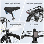 1000 Peak Electric Bike for Adults,up 80 Miles Removable Battery Ebike, 26" Electric E Bike with 7-Speed,Adult Electric Bicycles for Commute Beach Snow Womens/Man All Terrain