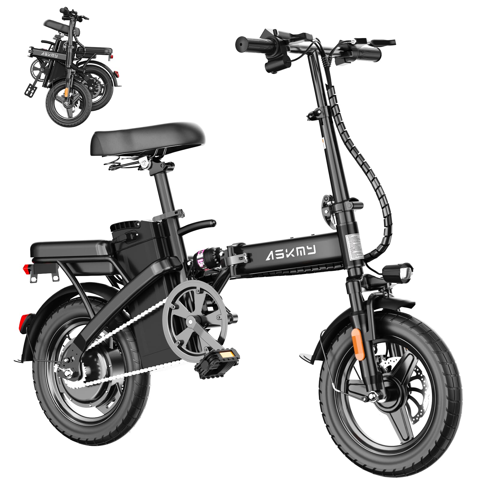 Foldable Electric Bike for Adults and Teens with 750W Peak Motor, Commuter E-Bike with 20 MPH and 30-35 Miles PAS Range, 14" Mini Folding Ebike with 48V Removable Battery, City Electric Bicycle