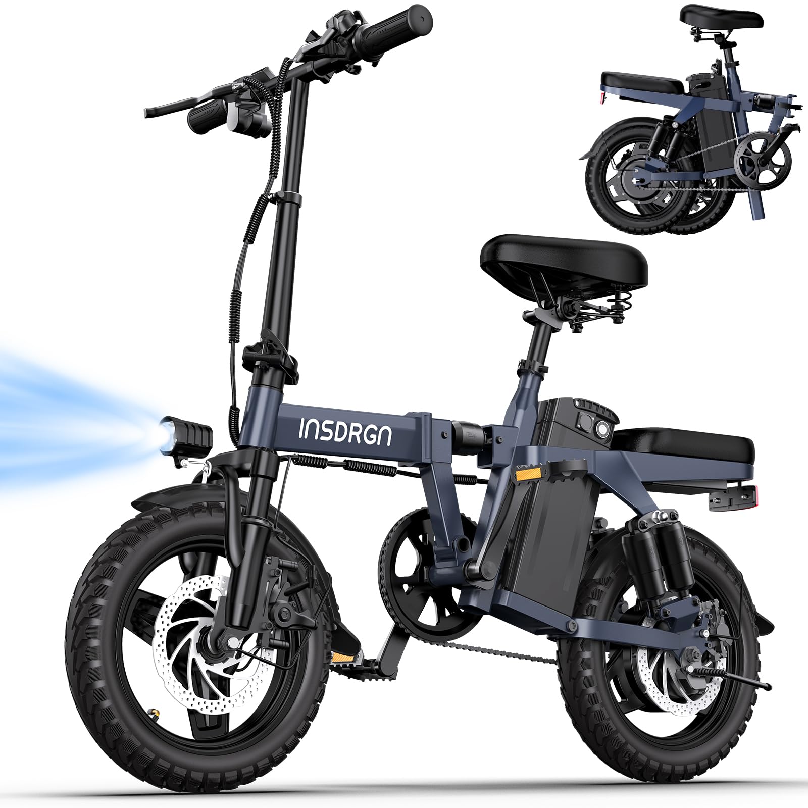 Electric Bike for Adults and Teens,14" Folding Adult E Bike with 650W Peak Motor,20MPH,28Miles Range,Advanced 9-Point Suspension & Dual Disc Brake,Removable Battery,UL 2849 Certified