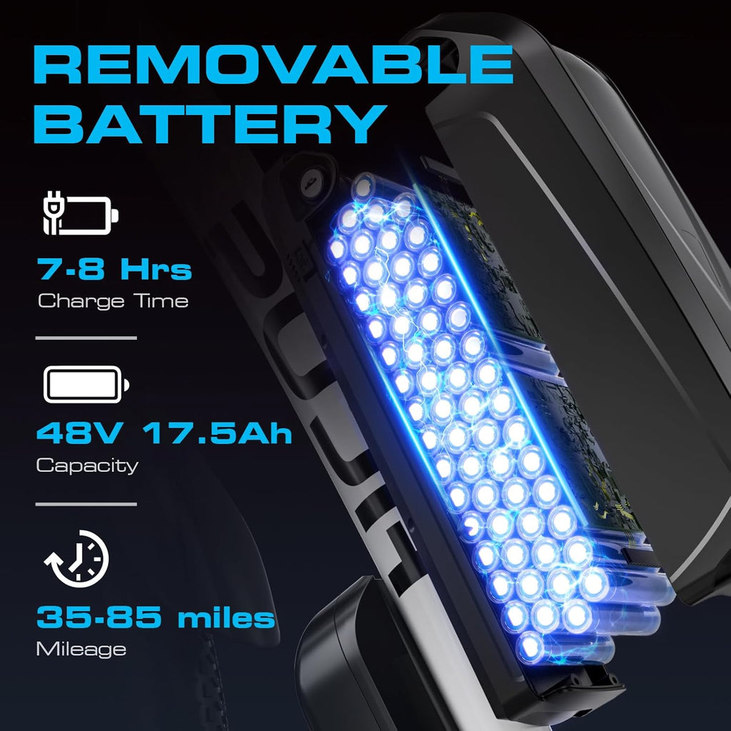 1500W Electric Bike for Men Women 48V 17.5Ah Battery, 29'' Fast Ebike, up to 80 Miles, Front Suspension Class 3, Snow Off Road Commuter Mountain E-Bike for Adults (White) (White and Blue)