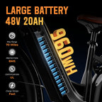 1500W Electric Bike for Adults,48V 20Ah Removable Battery Fast Ebike,Max 70Miles & 30MPH,20" x4.0 Fat Tire Electric Mountain Bike,7-Speed, Step-Thru Commuting Bicycle