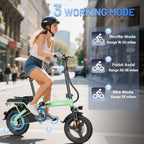 Foldable Electric Bike for Adults and Teens with 750W Peak Motor, Commuter E-Bike with 20 MPH and 30-35 Miles PAS Range, 14" Mini Folding Ebike with 48V Removable Battery, City Electric Bicycle