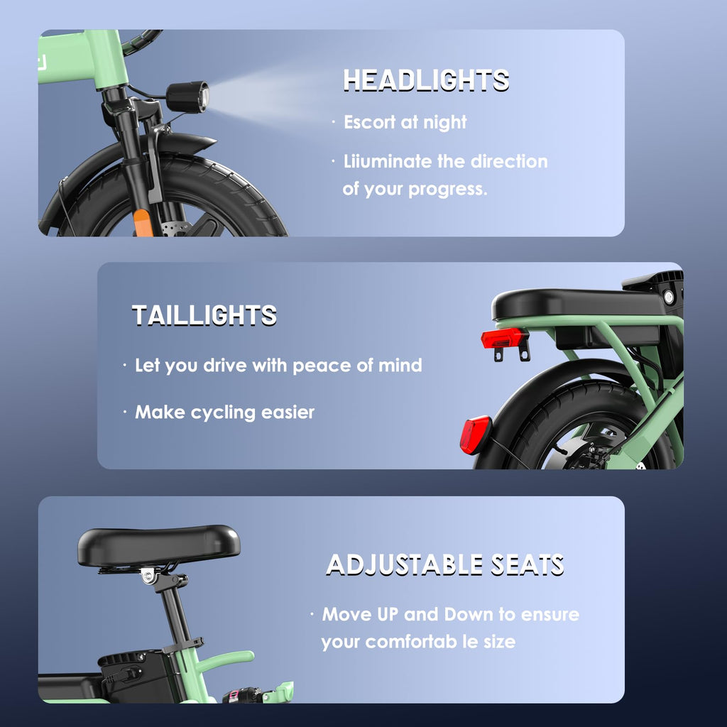 Foldable Electric Bike for Adults and Teens with 750W Peak Motor, Commuter E-Bike with 20 MPH and 30-35 Miles PAS Range, 14" Mini Folding Ebike with 48V Removable Battery, City Electric Bicycle