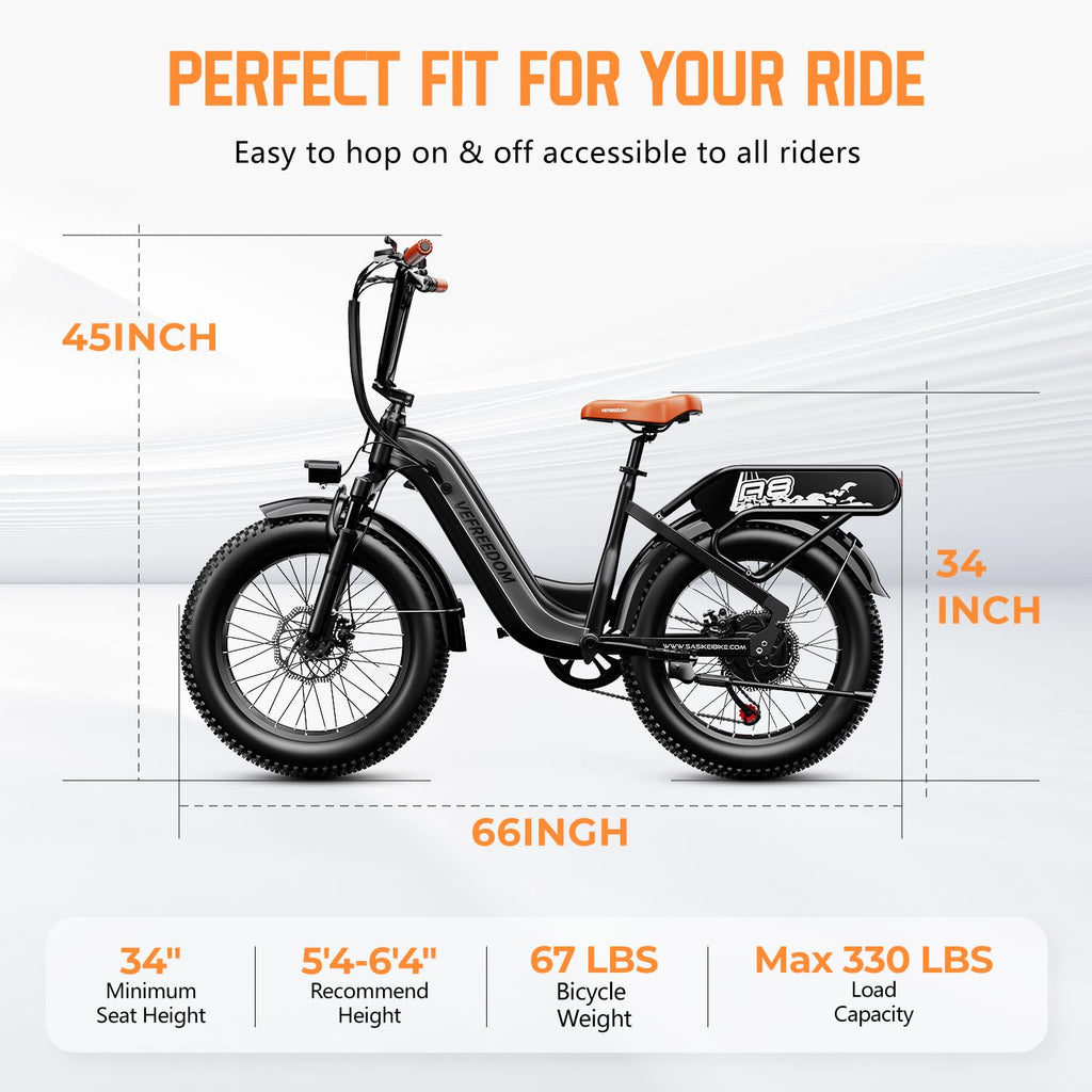 1500W Electric Bike for Adults,48V 20Ah Removable Battery Fast Ebike,Max 70Miles & 30MPH,20" x4.0 Fat Tire Electric Mountain Bike,7-Speed, Step-Thru Commuting Bicycle