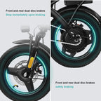 Electric Bike for Adults and Teens, 520W-560W Motor, 20-24MPH, 32 Miles Range, 48V 10Ah Battery, 3-Level Pedal Assist, 14" Foldable Mini Electric Bicycle, UL 2849 Certified