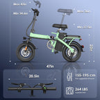 Foldable Electric Bike for Adults and Teens with 750W Peak Motor, Commuter E-Bike with 20 MPH and 30-35 Miles PAS Range, 14" Mini Folding Ebike with 48V Removable Battery, City Electric Bicycle
