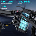 Electric Bike for Adults and Teens, 520W-560W Motor, 20-24MPH, 32 Miles Range, 48V 10Ah Battery, 3-Level Pedal Assist, 14" Foldable Mini Electric Bicycle, UL 2849 Certified