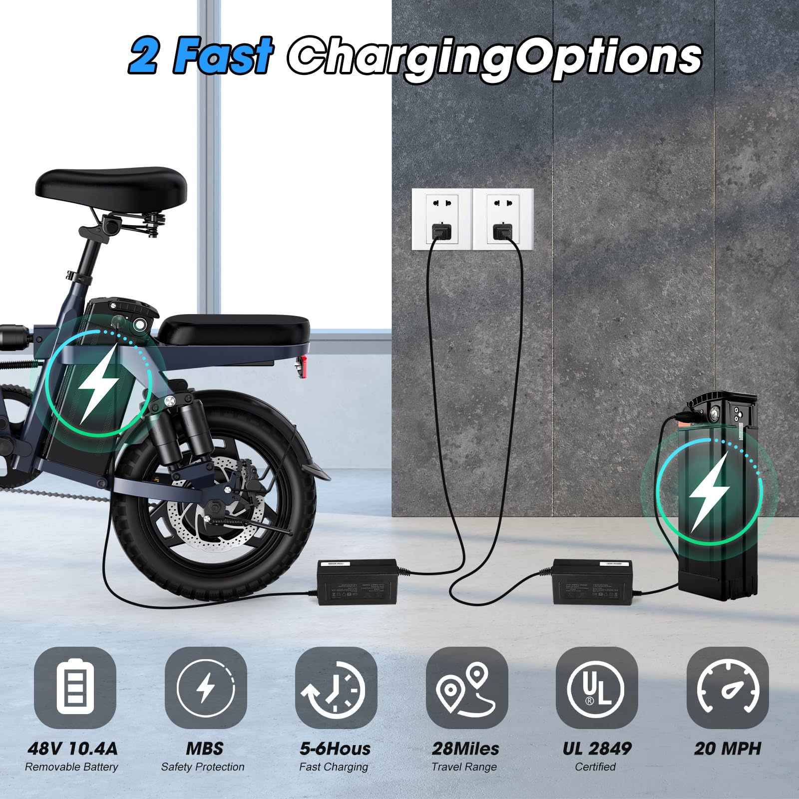 Electric Bike for Adults and Teens,14" Folding Adult E Bike with 650W Peak Motor,20MPH,28Miles Range,Advanced 9-Point Suspension & Dual Disc Brake,Removable Battery,UL 2849 Certified