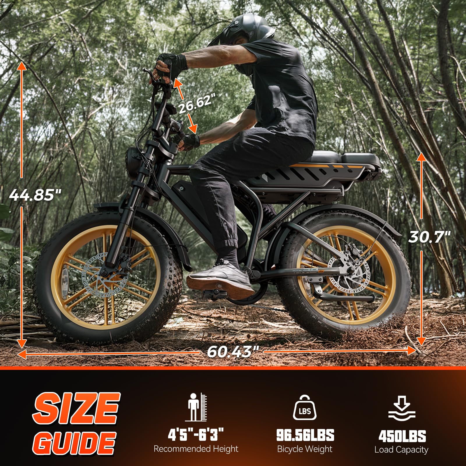 Electric Bike for Adults, 1500W Peak Ebike, 48V 15AH Waterproof Removable Battery, 7 Speed, 30 MPH Max, 20" Electric Off-Road Bike, UL 2849 Certification