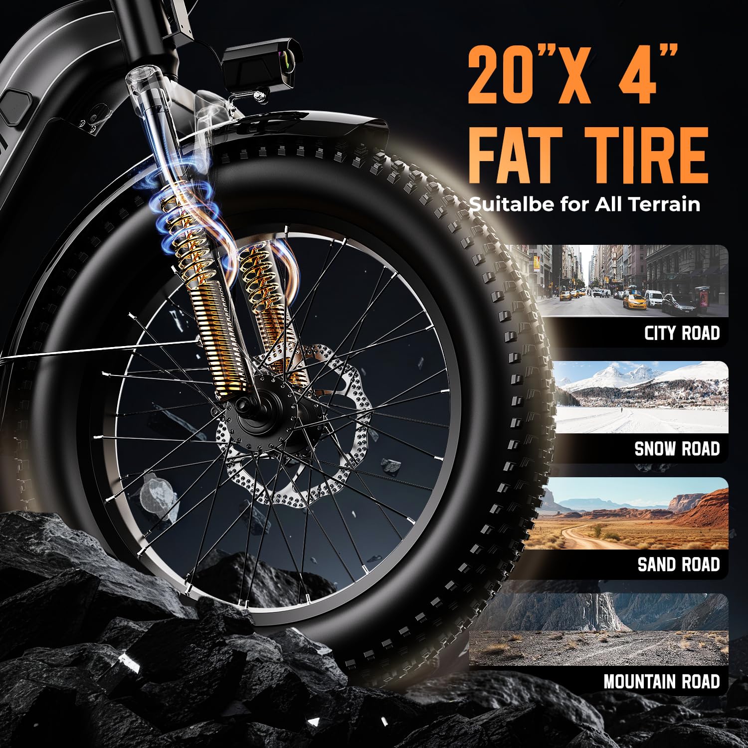 1500W Electric Bike for Adults,48V 20Ah Removable Battery Fast Ebike,Max 70Miles & 30MPH,20" x4.0 Fat Tire Electric Mountain Bike,7-Speed, Step-Thru Commuting Bicycle