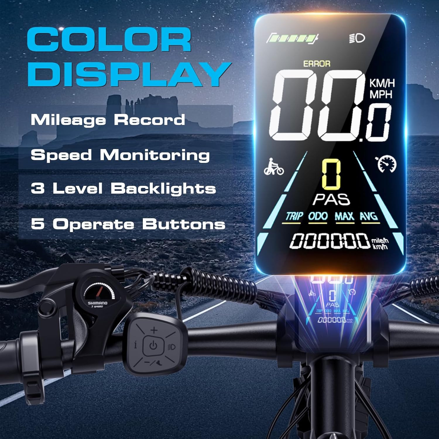 1500W Electric Bike for Men Women 48V 17.5Ah Battery, 29'' Fast Ebike, up to 80 Miles, Front Suspension Class 3, Snow Off Road Commuter Mountain E-Bike for Adults (White) (White and Blue)