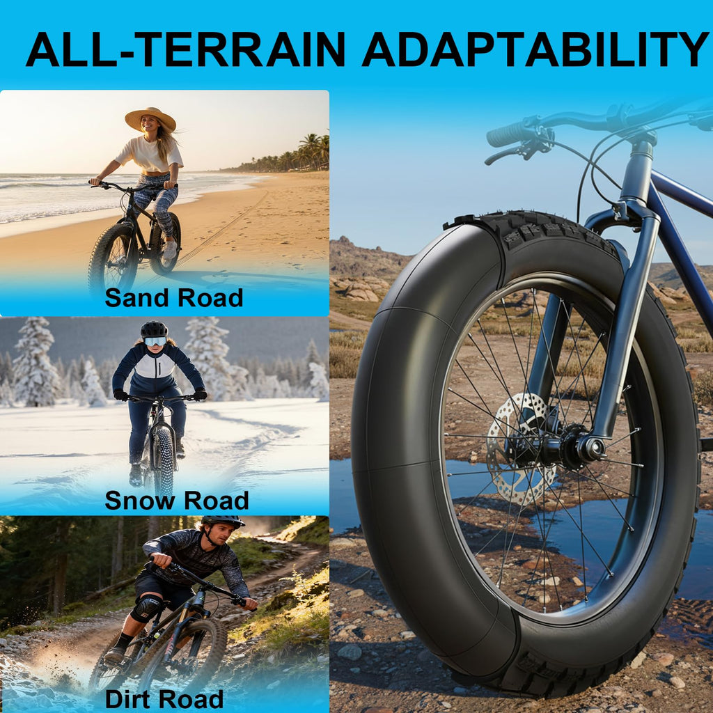 2Pack 20x4.0, 26x4.0 Inch Premium Heavy-Duty Inner Tube with 32mm Schrader Valve Fat Tire Tube– Puncture Resistant Tube for E-Bike, Electric Bicycle,Commuter Bikes & Mountain Bikes with 2 Tire Levers