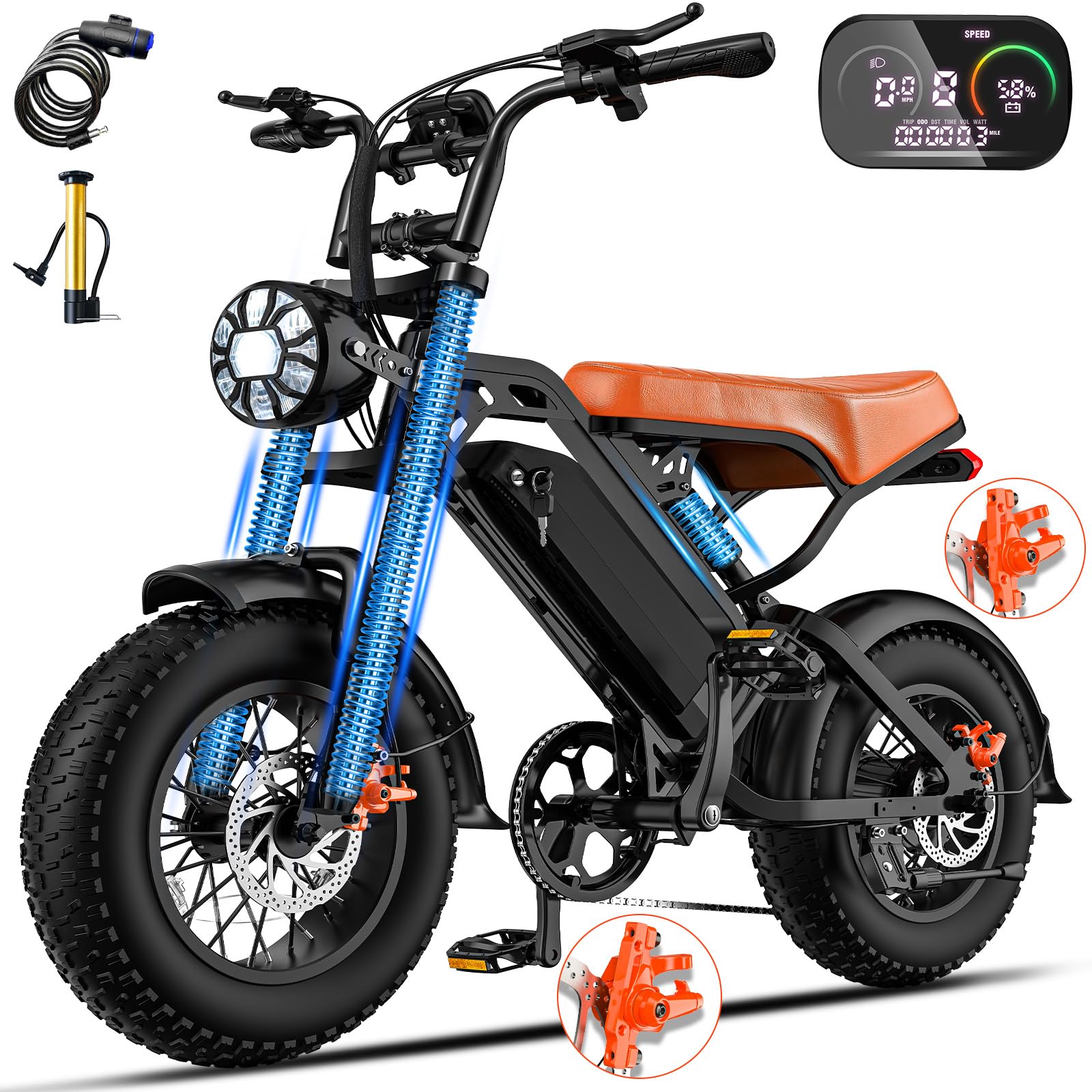Electric Bike for Adults Teens, Commuter City Ebike with 560W-1200W Motor and 48V Removable Battery, 24MPH-28MPH,14"-20" Electric Bicycle with UL 2849 Certified