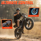 Electric Bike for Adults, 1500W Peak Ebike, 48V 15AH Waterproof Removable Battery, 7 Speed, 30 MPH Max, 20" Electric Off-Road Bike, UL 2849 Certification