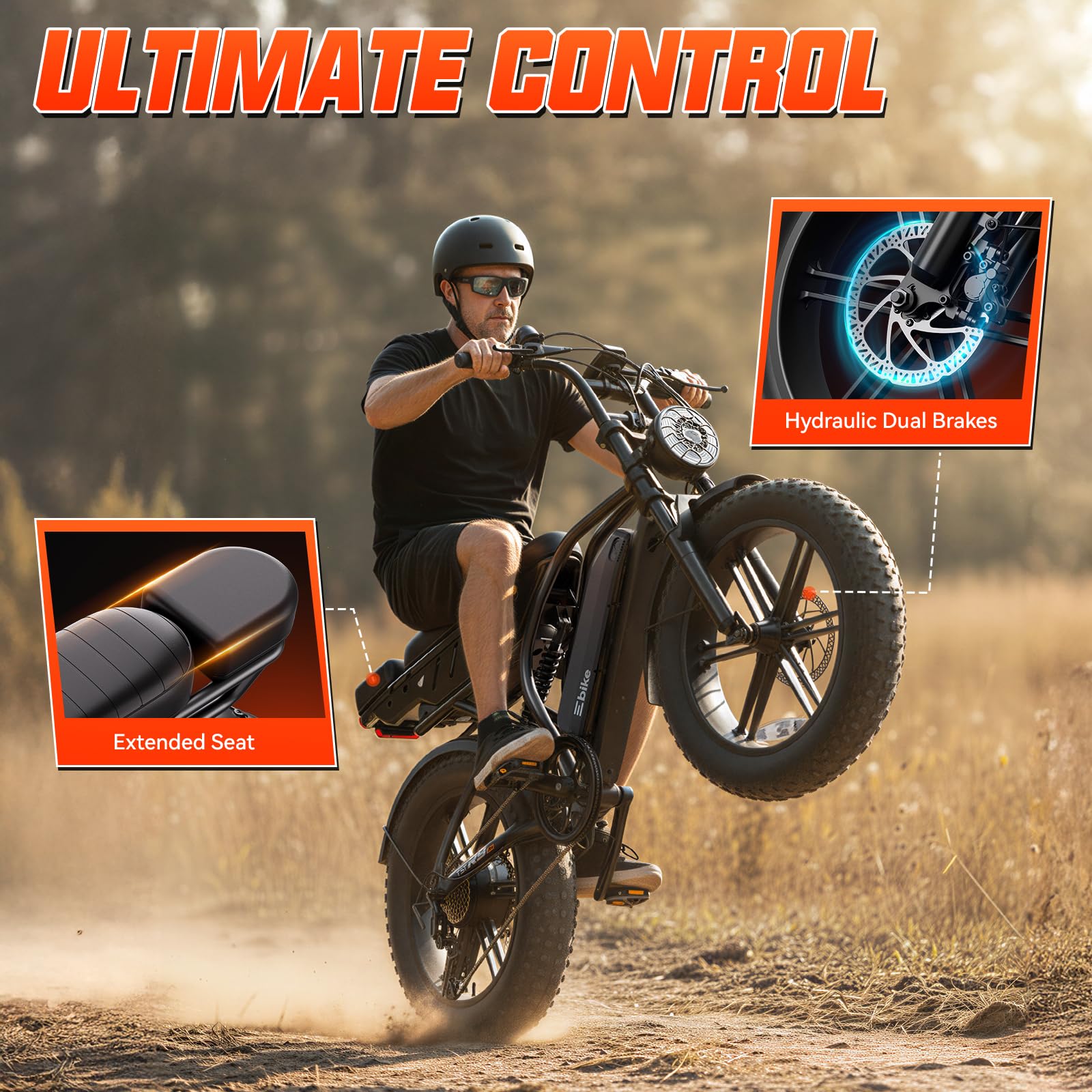 Electric Bike for Adults, 1500W Peak Ebike, 48V 15AH Waterproof Removable Battery, 7 Speed, 30 MPH Max, 20" Electric Off-Road Bike, UL 2849 Certification